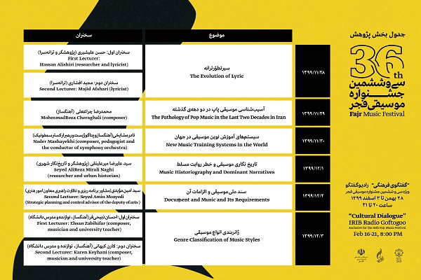 جدول بخش پژوهش سی و ششمین جشنواره موسیقی فجر منتشر شد